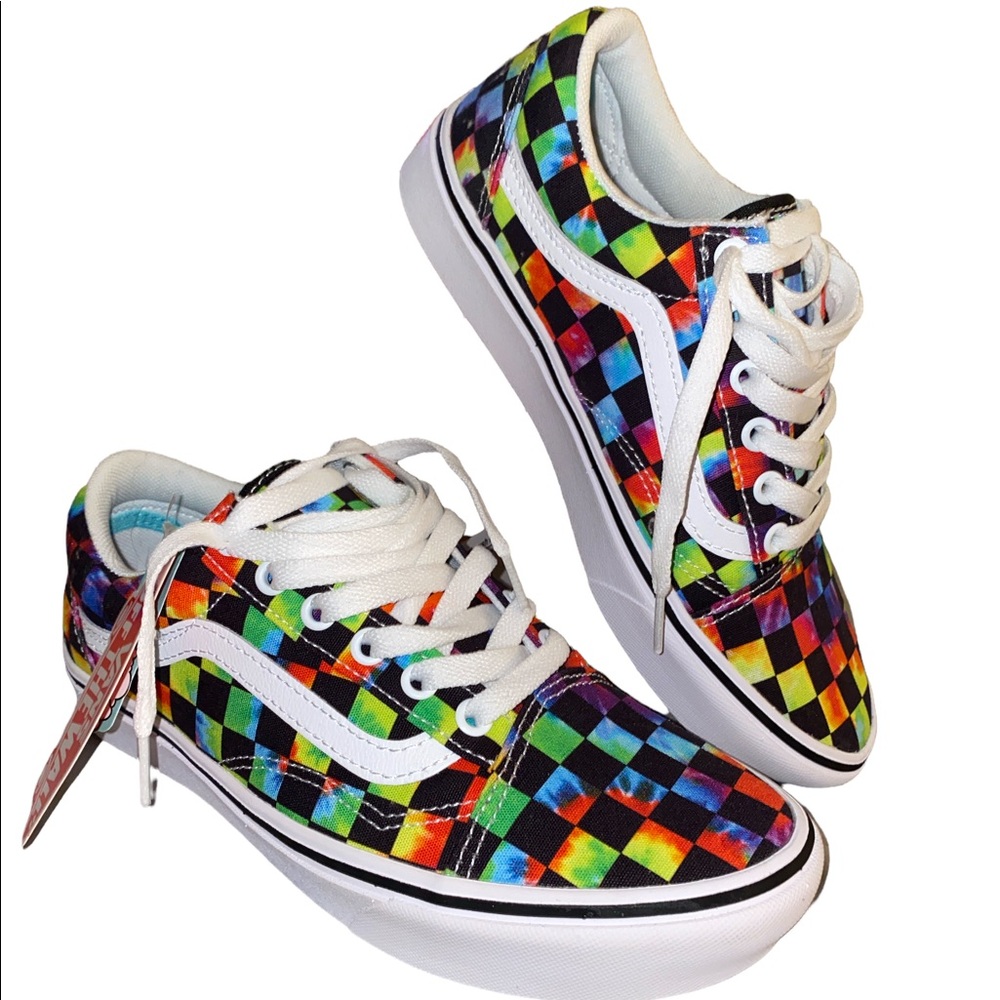 Vans Comfycush tie dye checkerboard old skool vans women’s size 7